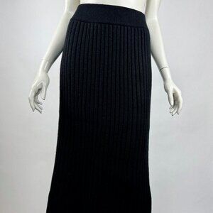 Organic John Patrick Merino Wool Cashmere Long Skirt Women L Stretch Chunky Knit